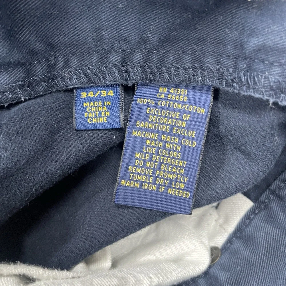 Polo‎ Ralph Lauren Mens Navy Blue Straight Leg Five Pocket Chino Pants 34x34